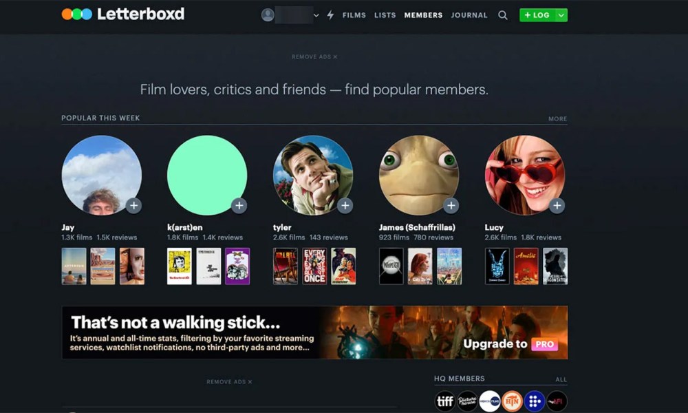 A home screen for Letterboxd.