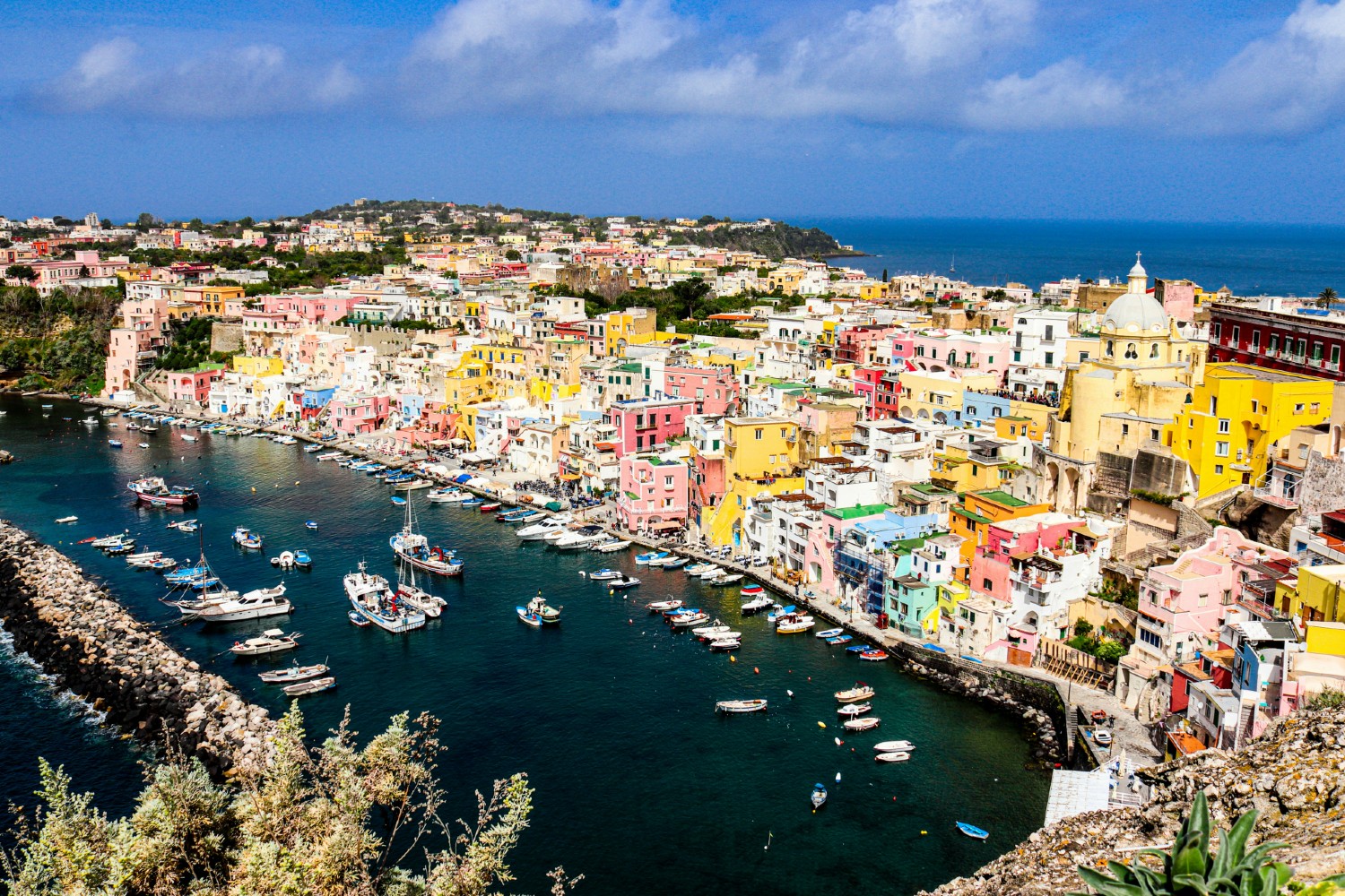 Naples Italy houses and water