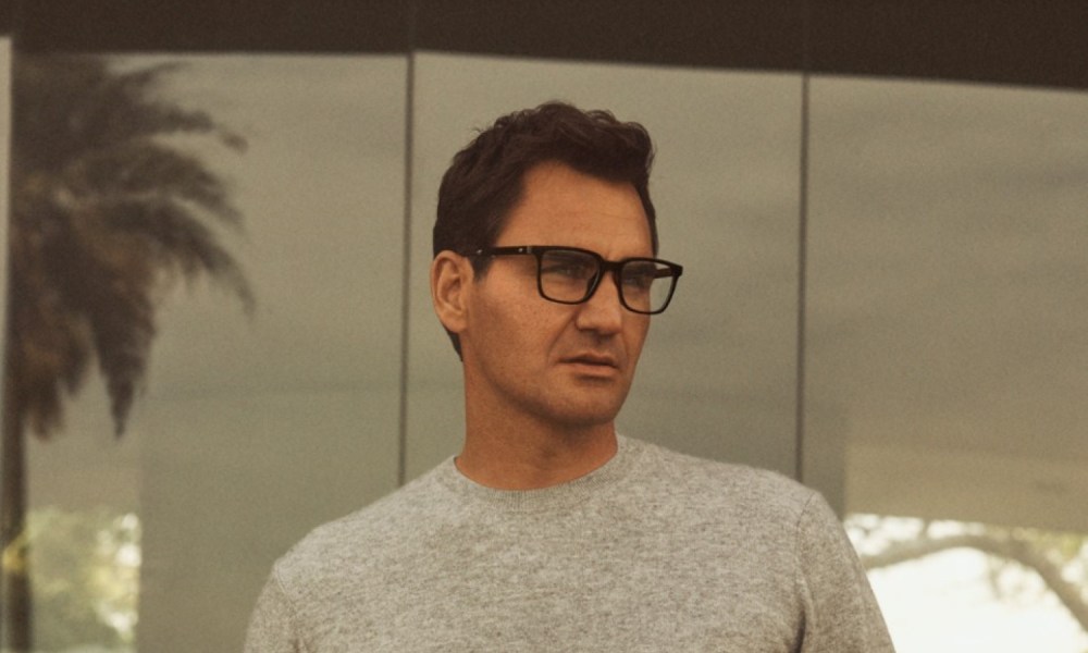 oliver peoples and roger federer eyewear rf 2024 line man in glasses