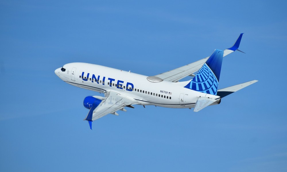 United plane in flight