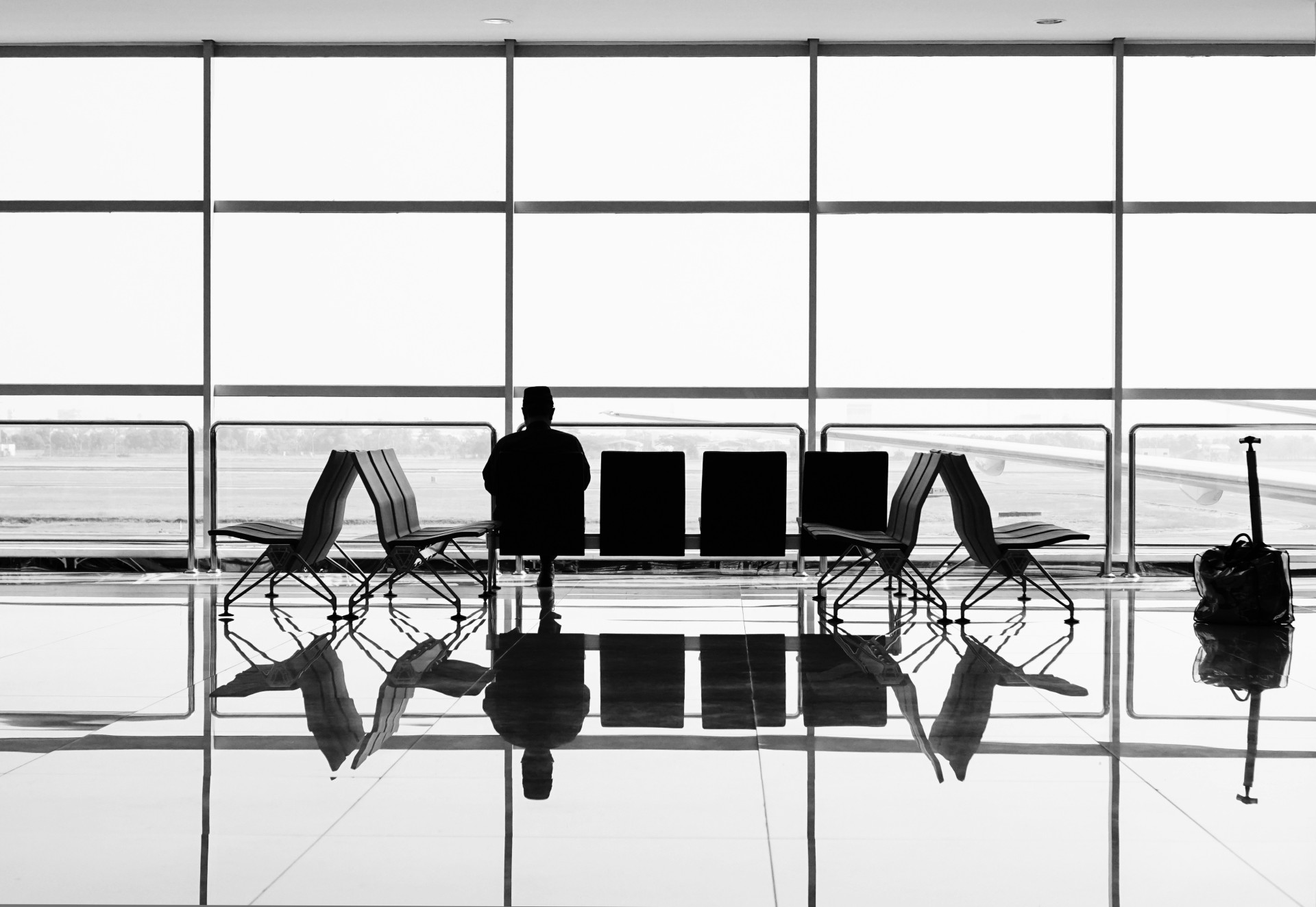 Passenger in airport terminal