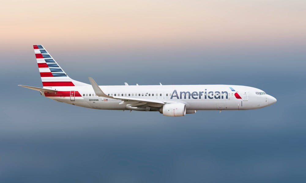 American Airlines plane in flight