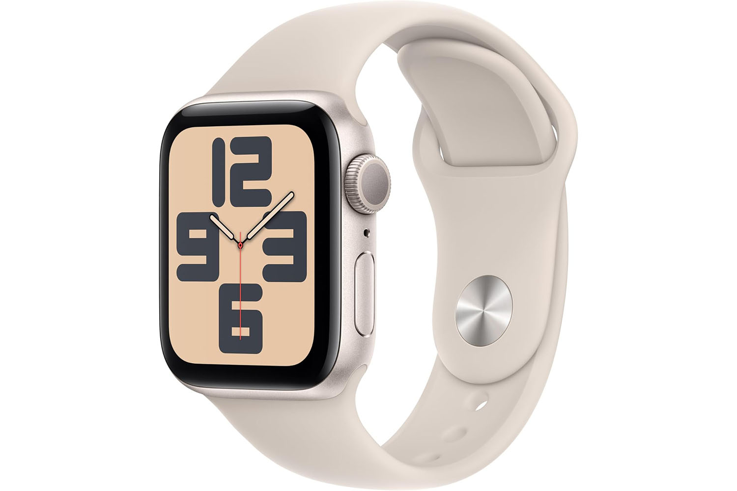 The Apple Watch SE 2 on a white backgroud.