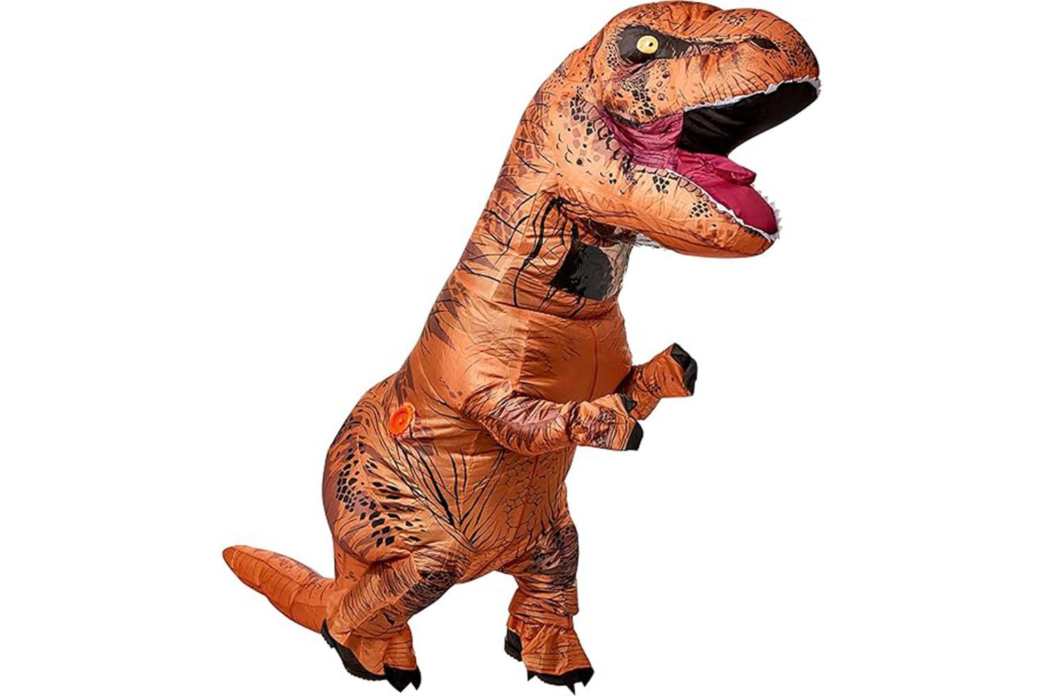 An Inflatable T-Rex Costume on a white background.