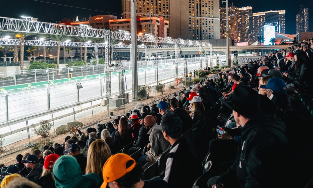 Las Vegas Grand Prix West Harmon Zone Grandstand seating is included in the Lewis Hamilton Vegas Package.