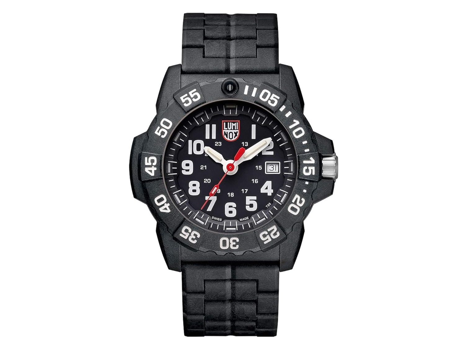 A front view of the Luminox NavySEAL Carbon Compound 3500.