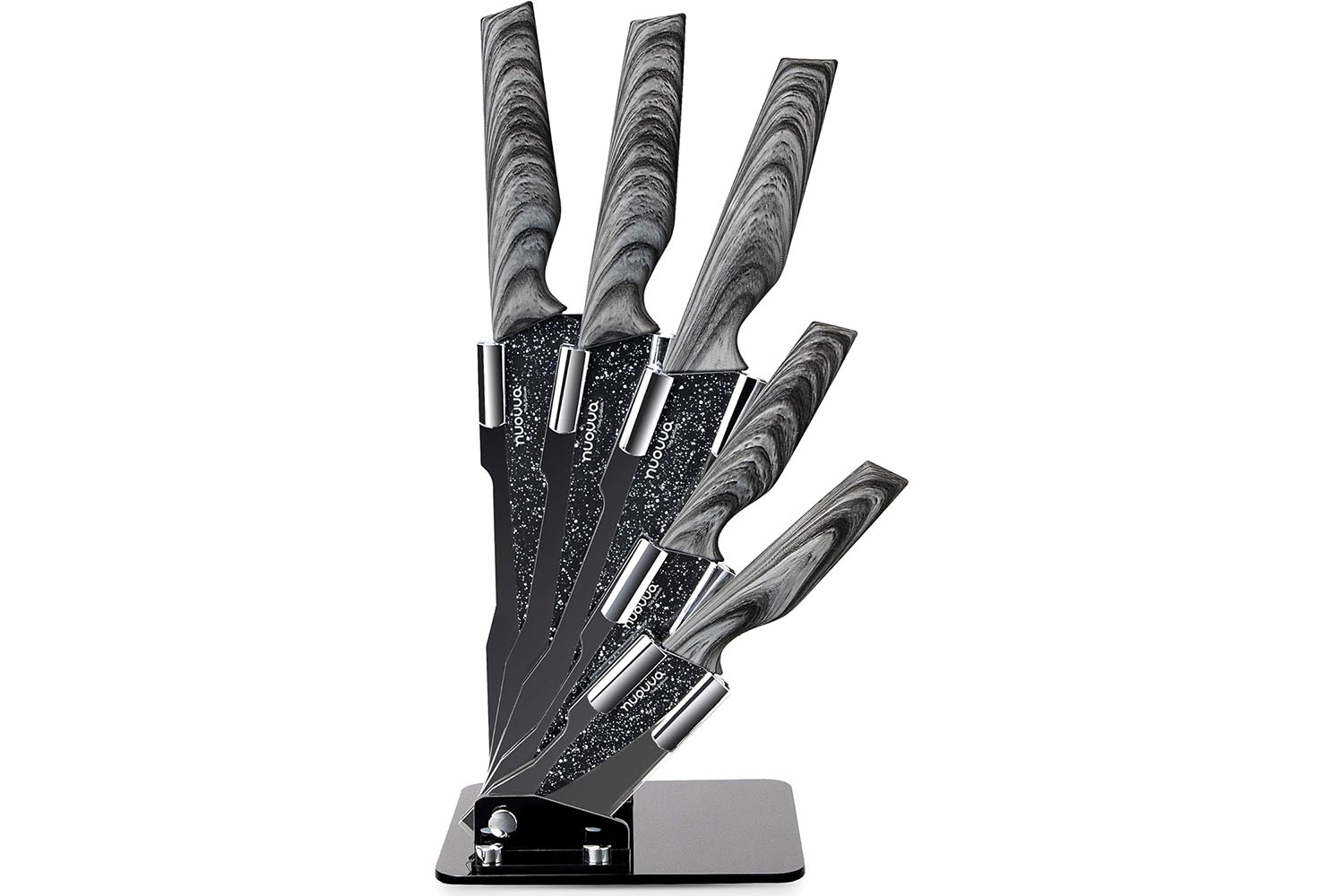 The Nuovva Kitchen Knife Block Set on a white background.