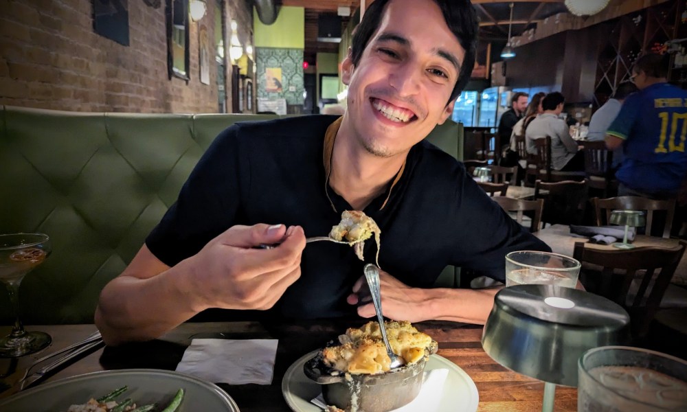 A man eating in a restaurant in Austin Texas