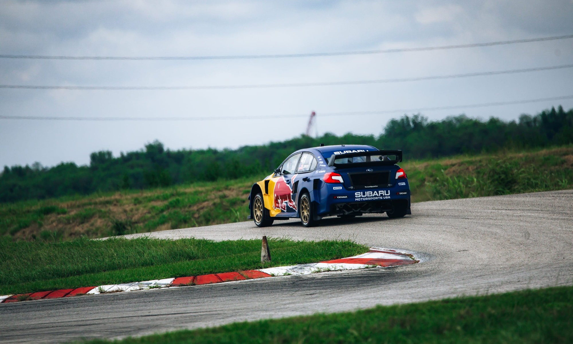 The rallycross car sets the pace off the line, and navigates tight corners.