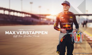 Documentary title slide of Max Verstappen - Off the Beaten Track showing Verstappen in R1 racing gear walking alone on the side of a track.