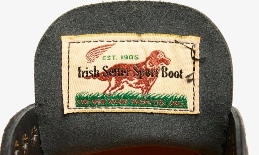 inside of a shoe's tongue with label that reads Irish Setter