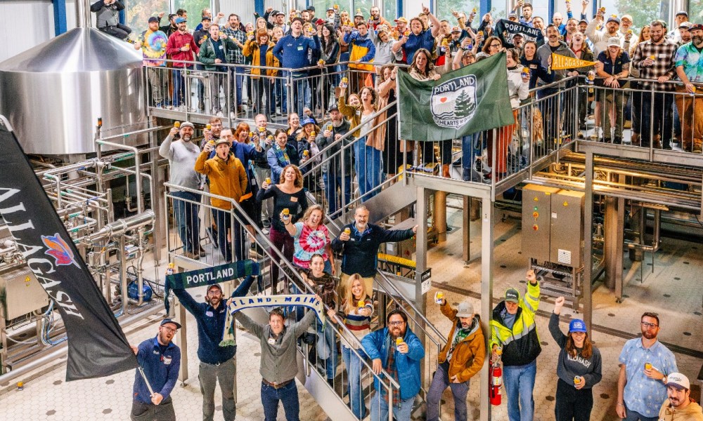 Allagash Brewing soccer celebration.