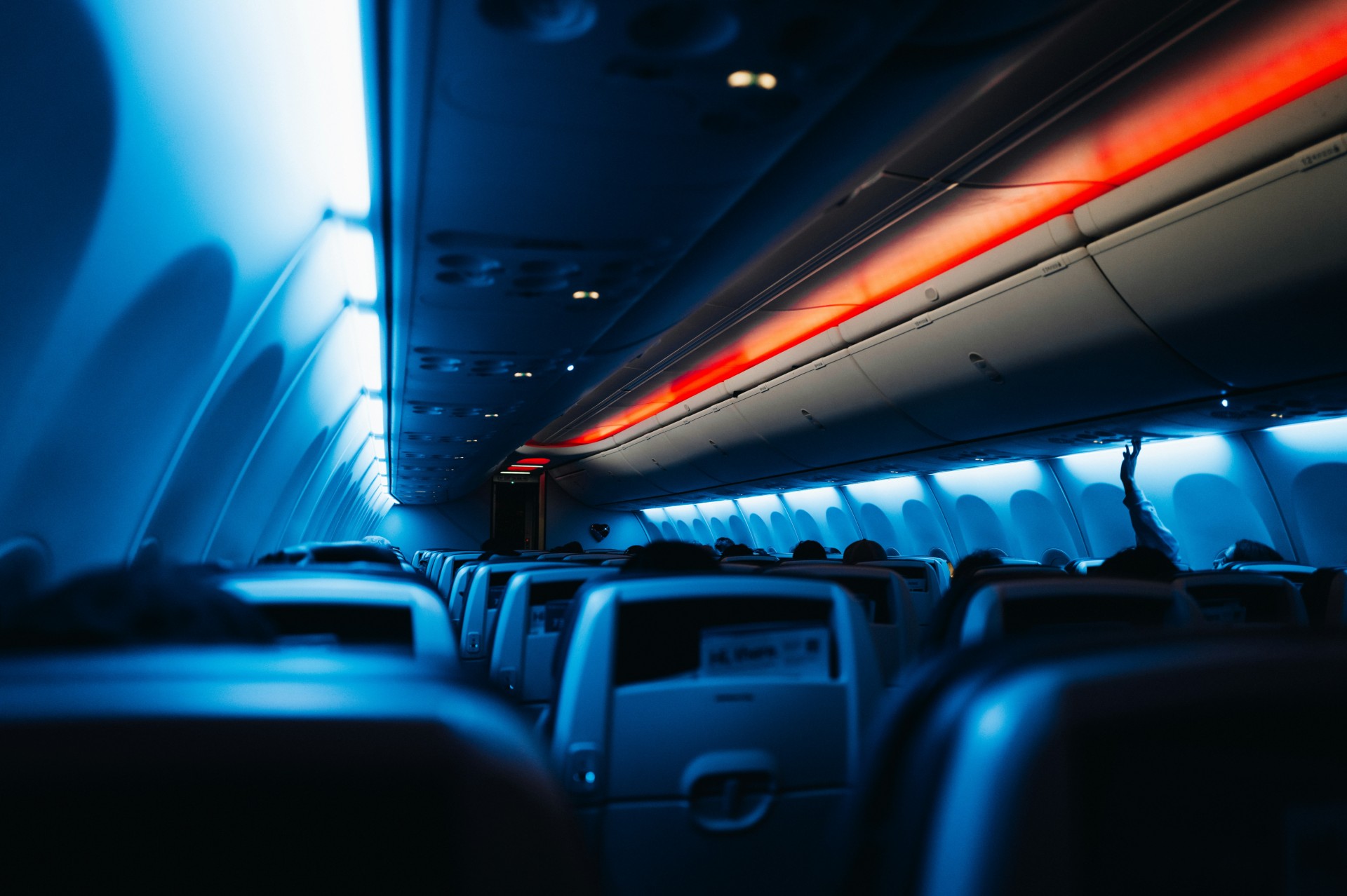 Airplane cabin aisle