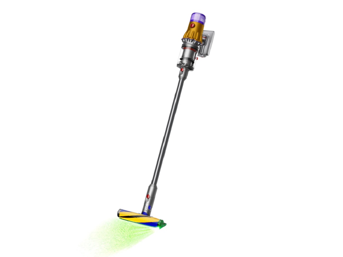 The Dyson V12 Detect cordless vacuum on a white background.