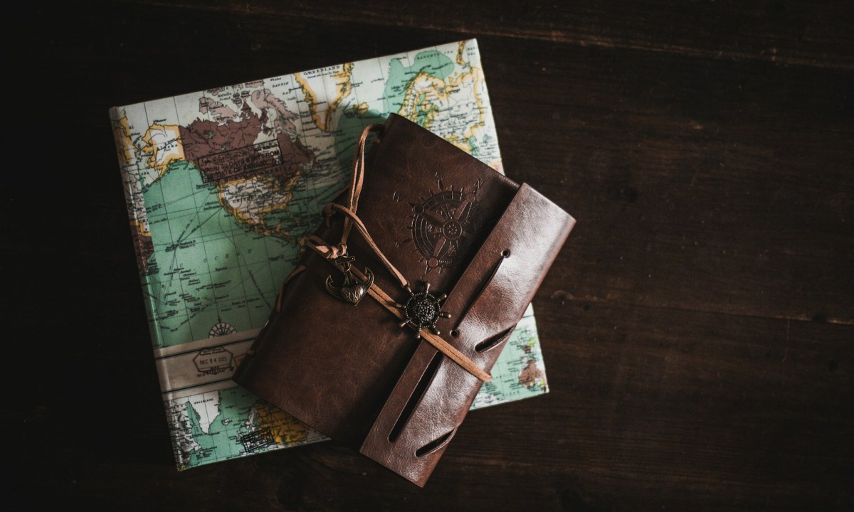 Travel Journal on map wrapping paper