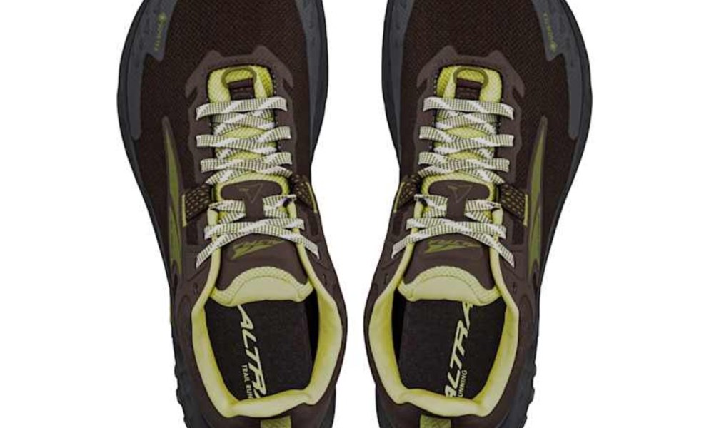 overhead view of trail sneakers