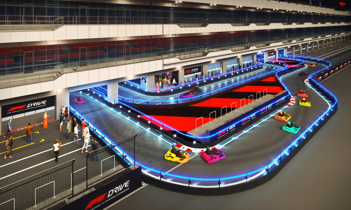 Grand Prix Plaza will feature a 1,650 foot kart race track that winds through F1 pit garages.