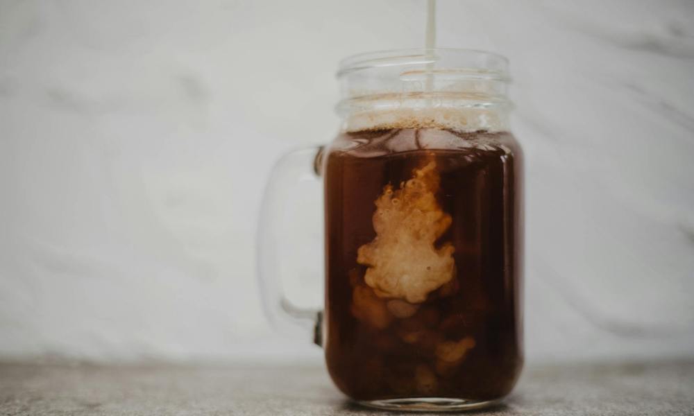 Cold brew in a glass mug