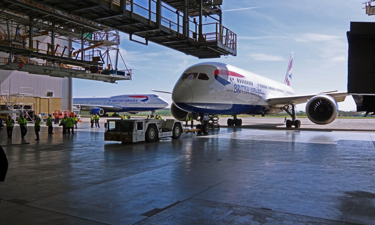 british airways loyalty program changes plane in hangar