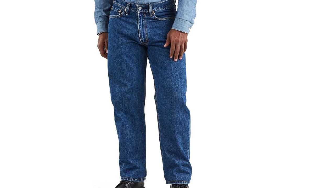 A person wearing the Levi's Men's 550 Relaxed Fit Jeans.