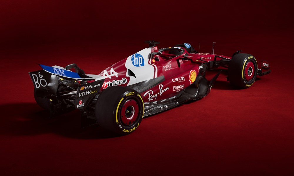 Scuderia Ferrari SF-25 left rear three-quarter view.